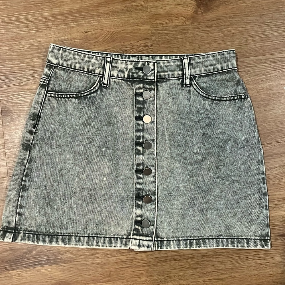 Grey denim mini skirt